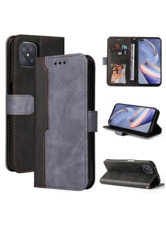HuHa Case Cover For OPPO A92S/A72 5G/A73 5G/A52 5G/Reno4 Z Business Stitching-Color Horizontal Flip PU Leather Case with Holder & Card Slots & Photo Frame & Lanyard Grey 