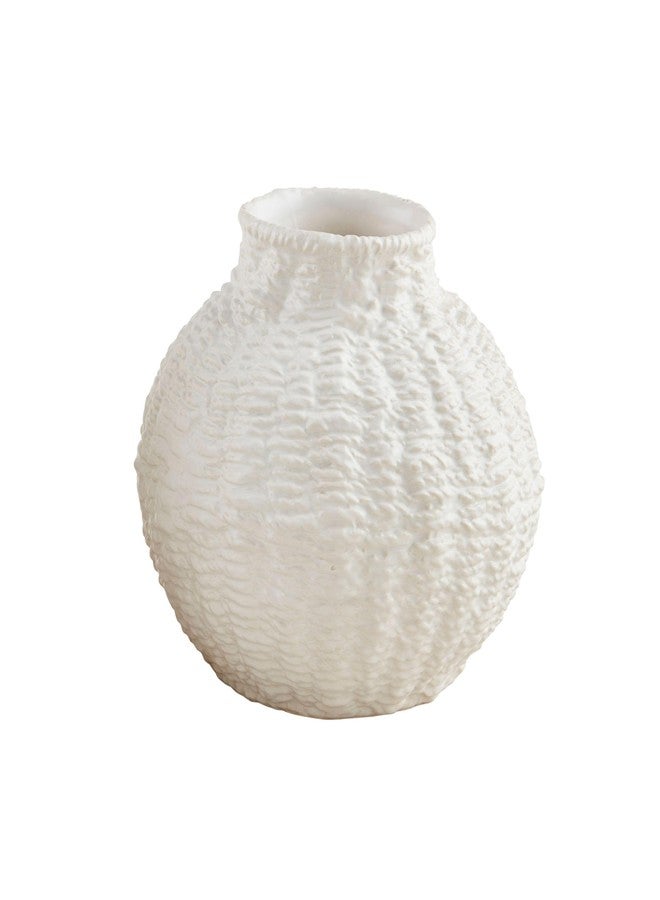 Mud Pie Woven Ceramic Round Vase, Small, 6.0" x 6.5"