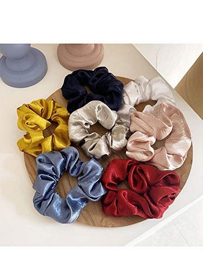 Fameza 9 Pcs Hair Scrunchies For Women Satin Elastic Hair Ties No Crease Silky Ponytail Holders No Damage Hair Bands Silkpack Of 9 (Multiple Colors)  - Image 4
