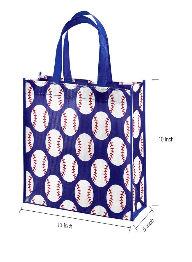 WRAPAHOLIC Large Reusable Baseball Gift Bag with Handles - 10 x 5 x 13 inch - Sports Blue Baseball Gift Bags for Birthday, Sports Party, Holiday - Image 5