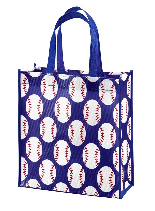 WRAPAHOLIC Large Reusable Baseball Gift Bag with Handles - 10 x 5 x 13 inch - Sports Blue Baseball Gift Bags for Birthday, Sports Party, Holiday - Image 1