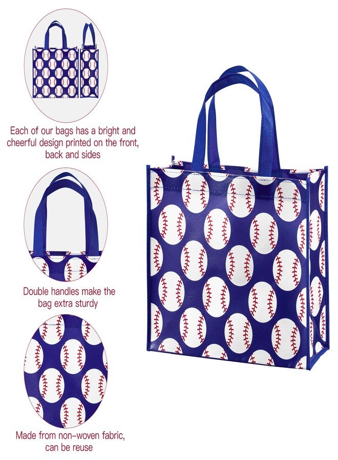 WRAPAHOLIC Large Reusable Baseball Gift Bag with Handles - 10 x 5 x 13 inch - Sports Blue Baseball Gift Bags for Birthday, Sports Party, Holiday - Image 4