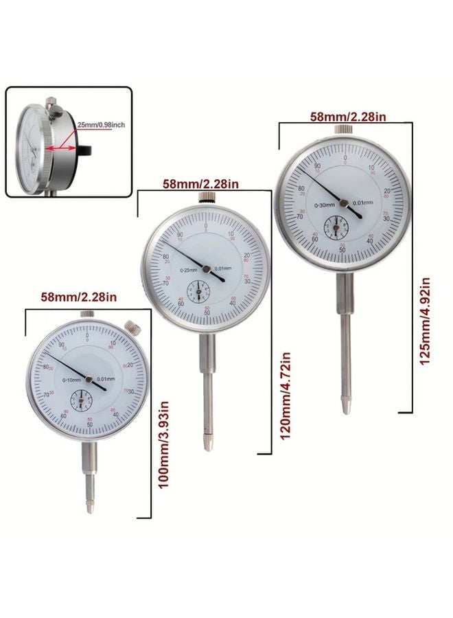 30mm Dial Indicator 0 01mm Resolution Metal Mechanical Gauge Aluminum Housing - Image 3