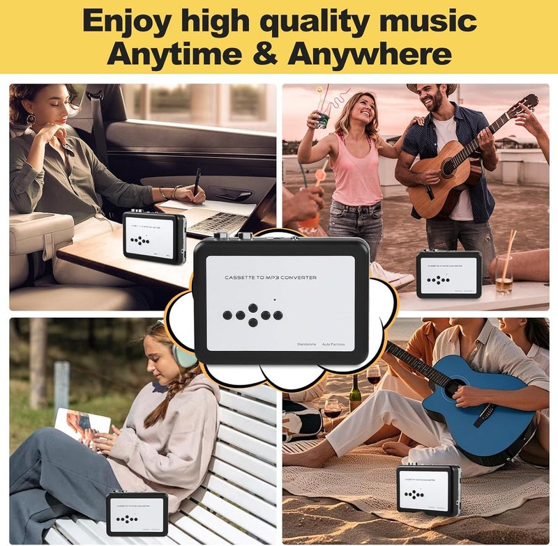 Wendry Cassette MP3 Converter, Portable Cassette Tape to MP3 Converter USB Flash Drive Audio Capture Music Player Suitable for Windows XP/Vista/7/8 - Image 5