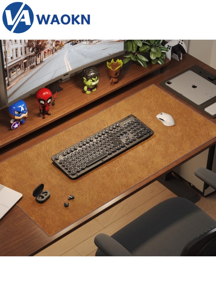 WAOKN - Large Gaming Mouse Pad L  Non-Slip Mouse Pad Large Keyboard Mouse Pad Desk Pad with Stitched Edge  Leather Surface Waterproof Layer Mouse Pad - Image 1