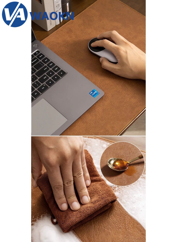 WAOKN - Large Gaming Mouse Pad L  Non-Slip Mouse Pad Large Keyboard Mouse Pad Desk Pad with Stitched Edge  Leather Surface Waterproof Layer Mouse Pad - Image 1