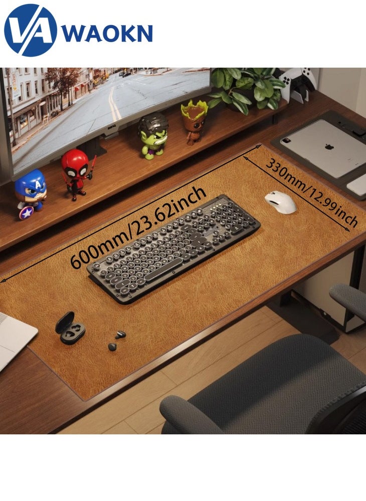 WAOKN - Large Gaming Mouse Pad L  Non-Slip Mouse Pad Large Keyboard Mouse Pad Desk Pad with Stitched Edge  Leather Surface Waterproof Layer Mouse Pad - Image 1