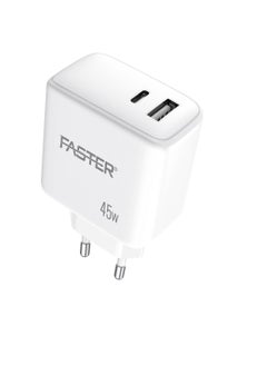Faster 45W QC 3.0 Dual Port Fast Charger - Compact Wall Adapter for iPhone and Android, Laptop, Macbook - 45 Watt PD Charger Block for Mobile Phone, Portable and Fast Charging with 1 USB-C and 1 USB-A Ports  - Image 2