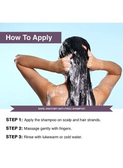 BARE ANATOMY Bare Anatomy Anti Frizz Shampoo, Frizz Control Upto 24 Hours, Powered By Hyaluronic Acid & Fatty Acids, Dry & Frizzy Hair, Smooth, Shiny & Frizz Free Hair For Unisex, 250ml  - Image 5