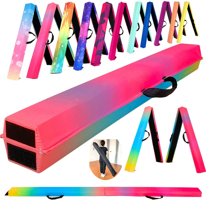 MARFULA 6 FT / 8 FT / 9 FT Folding Gymnastics Beam Foam Balance Floor Beam - Extra Firm - Suede Cover - Anti Slip Bottom with Carry Bag for Kids/Adults Home Use - Image 1