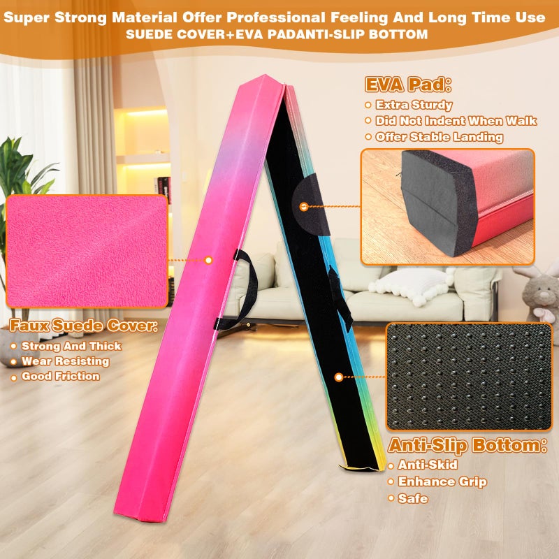 MARFULA 6 FT / 8 FT / 9 FT Folding Gymnastics Beam Foam Balance Floor Beam - Extra Firm - Suede Cover - Anti Slip Bottom with Carry Bag for Kids/Adults Home Use - Image 3