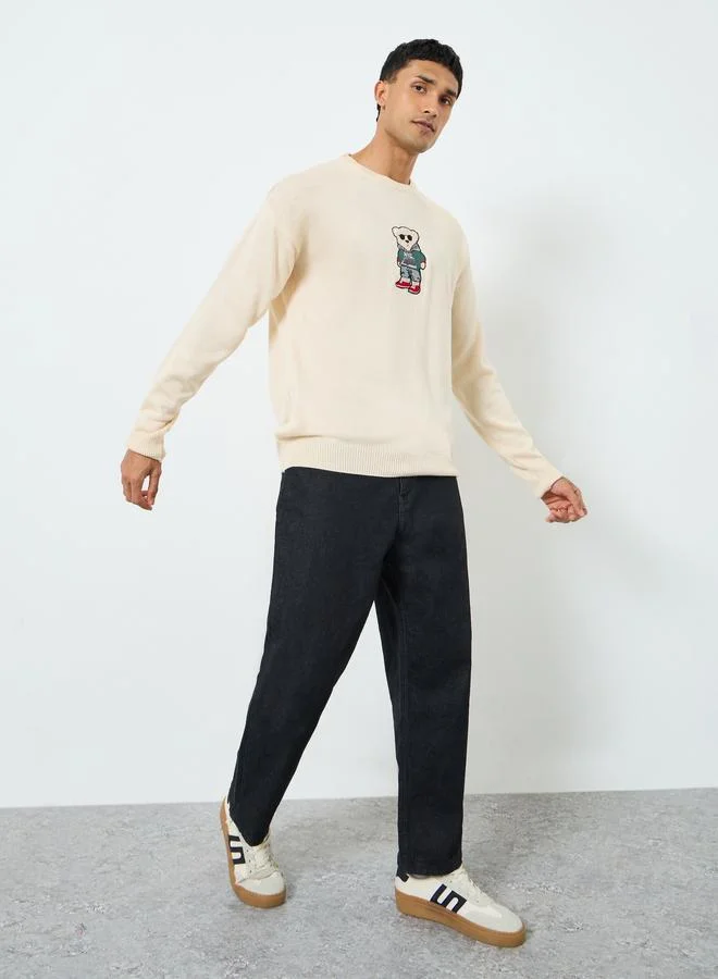 ستايلي سويتر مطرز تيدي بقصة مريحة