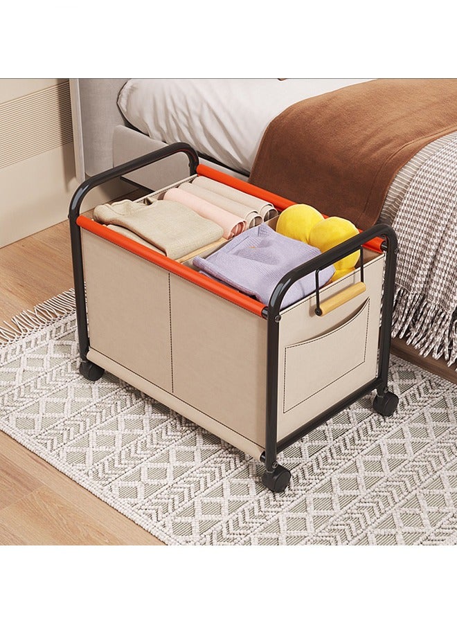 Storage Basket,Removable Storage Trolley,Large Capacity Toy Storage Box Shelf,Living Room Bedroom Under Table Snacks Organizer,Trolley Shelf,Miscellaneous Storage Box Basket,Under Table Book Bag Shelf,Cream White - Image 5