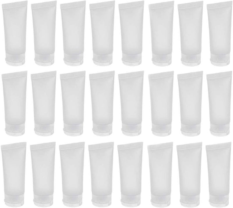 ericotry 24Pcs 30ml (1oz) Empty Translucent Plastic Cosmetic Lotion Tubes Bottles Shampoo Facial Cleaning Bottles Makeup Sample Soft Container Tube Bottle Vial Jar Pot Case with Flip Lid - Image 1