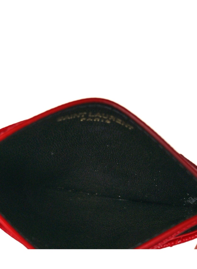 Yves Saint Laurent Red Chevron Quilted Leather Card Holder  - Image 4