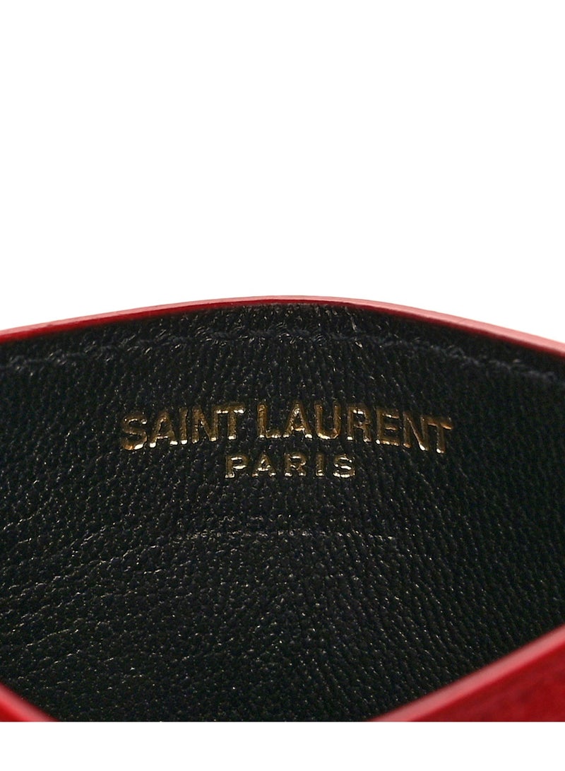 Yves Saint Laurent Red Chevron Quilted Leather Card Holder  - Image 5