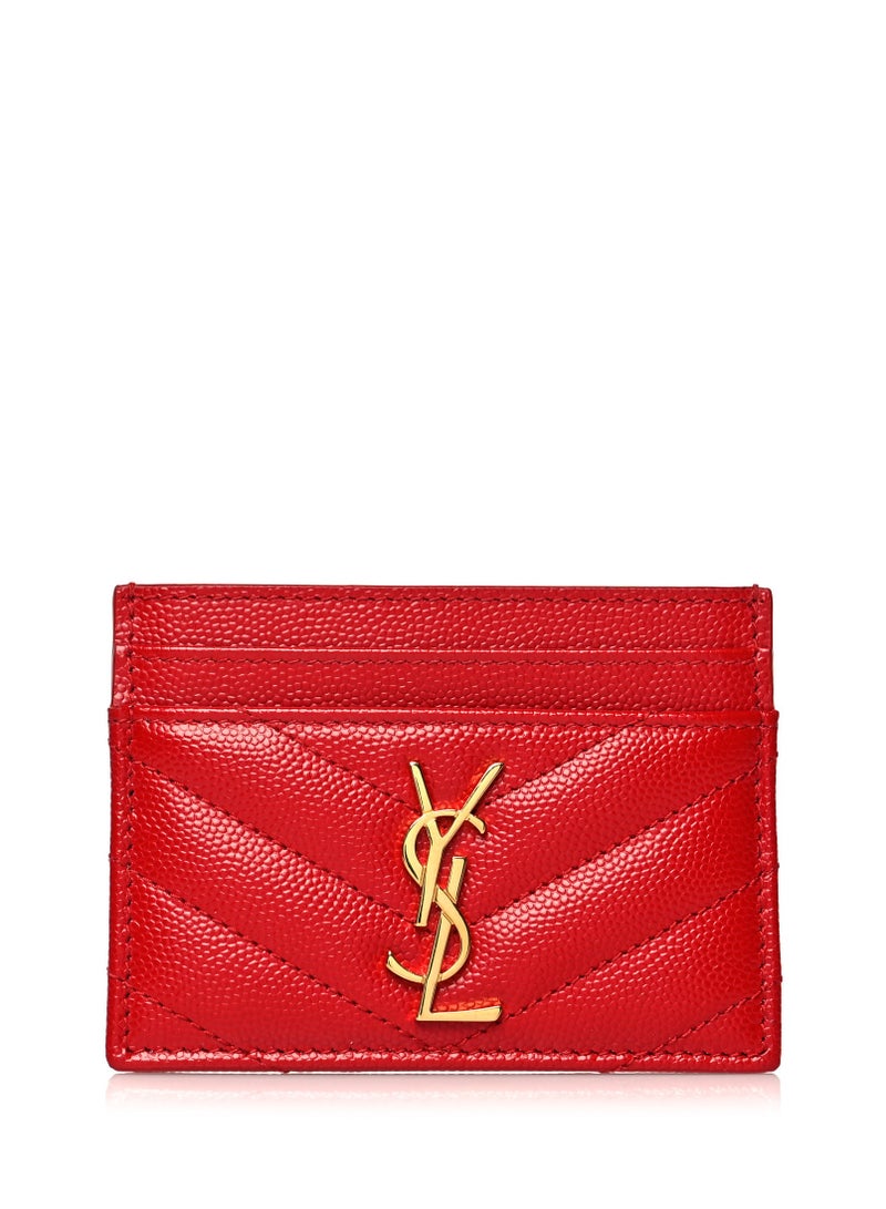 Yves Saint Laurent Red Chevron Quilted Leather Card Holder  - Image 1