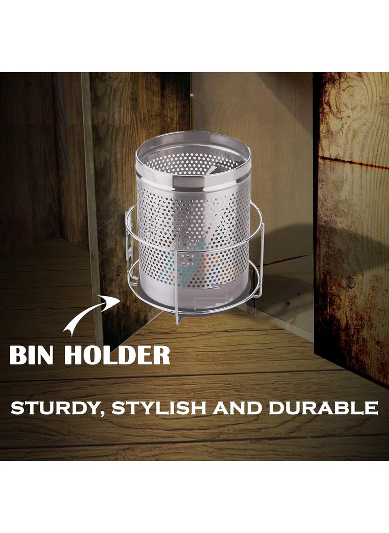 Home Lane Home Lane Stainless Steel Dustbin Holder For Kitchen Bathroom Home And Office Silver OpenTop Pack of 1  - Image 3