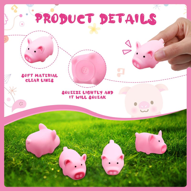 Yunsailing 100 Pcs Rubber Pig Bath Toy Bulk Mini Pig Toys Pink Piggy Bathtub Toys Float Squeak Toys for Baby Shower Halloween Christmas Party Birthday Gift, 2.25 x 1.5 x 1.5 Inches - Image 3