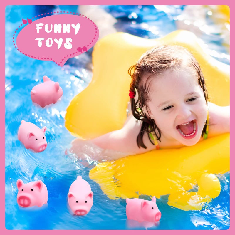 Yunsailing 100 Pcs Rubber Pig Bath Toy Bulk Mini Pig Toys Pink Piggy Bathtub Toys Float Squeak Toys for Baby Shower Halloween Christmas Party Birthday Gift, 2.25 x 1.5 x 1.5 Inches - Image 5