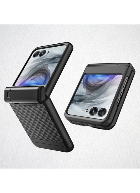 Case for Motorola Razr 60 Ultra with built-in small screen protector and hidden stand and hinge protection, anti-fingerprint case for Moto Razr 60 Ultra
