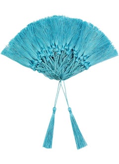 Generic 100 Pieces Light Blue Color 13cm/5-Inch Silky Handmade Soft Tassels Floss Bookmark Tassels with 2-Inch Cord Loop for Jewelry Making, DIY Projects, Bookmarks  - Image 1