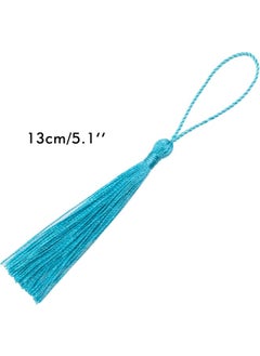 Generic 100 Pieces Light Blue Color 13cm/5-Inch Silky Handmade Soft Tassels Floss Bookmark Tassels with 2-Inch Cord Loop for Jewelry Making, DIY Projects, Bookmarks  - Image 2