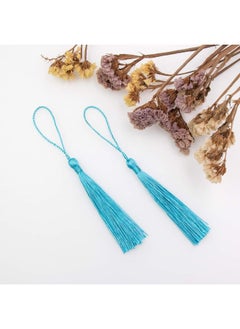Generic 100 Pieces Light Blue Color 13cm/5-Inch Silky Handmade Soft Tassels Floss Bookmark Tassels with 2-Inch Cord Loop for Jewelry Making, DIY Projects, Bookmarks  - Image 5