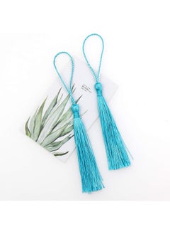 Generic 100 Pieces Light Blue Color 13cm/5-Inch Silky Handmade Soft Tassels Floss Bookmark Tassels with 2-Inch Cord Loop for Jewelry Making, DIY Projects, Bookmarks  - Image 3