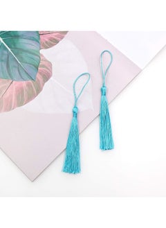 Generic 100 Pieces Light Blue Color 13cm/5-Inch Silky Handmade Soft Tassels Floss Bookmark Tassels with 2-Inch Cord Loop for Jewelry Making, DIY Projects, Bookmarks  - Image 4