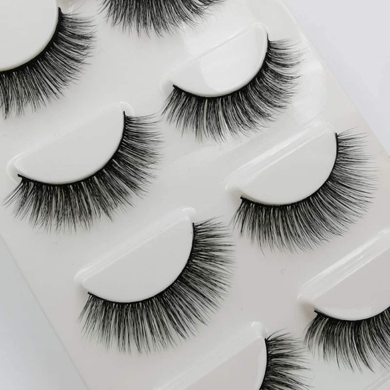 KASTWAVE False Eyelashes, 3D Faux Mink Lashes Reusable Long Thick Eyelashes for Makeup Extension, 5 Pairs Hand-made Dramatic Fake Eye with Clip - Image 2