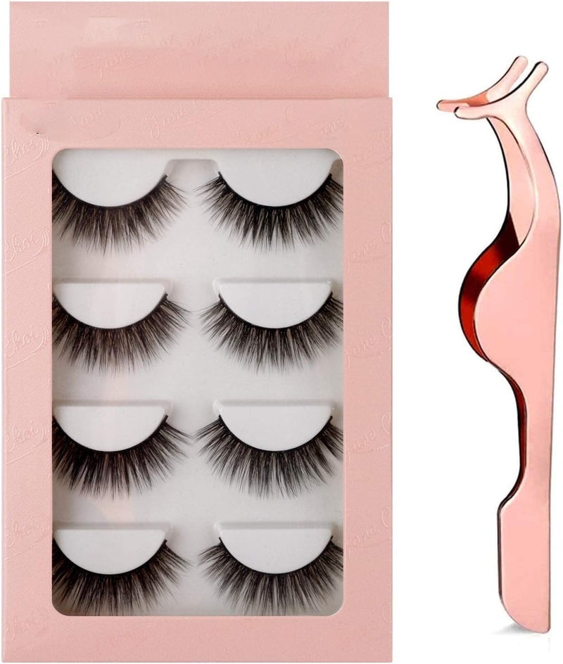 KASTWAVE False Eyelashes, 3D Faux Mink Lashes Reusable Long Thick Eyelashes for Makeup Extension, 5 Pairs Hand-made Dramatic Fake Eye with Clip - Image 1