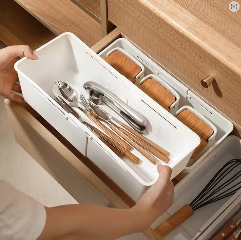 FORBACK Retractable Adjustable Drawer Organizer Box Expandable Storage for Kitchen Bedroom Office Dorm Flatware Cutlery Makeup Clothes