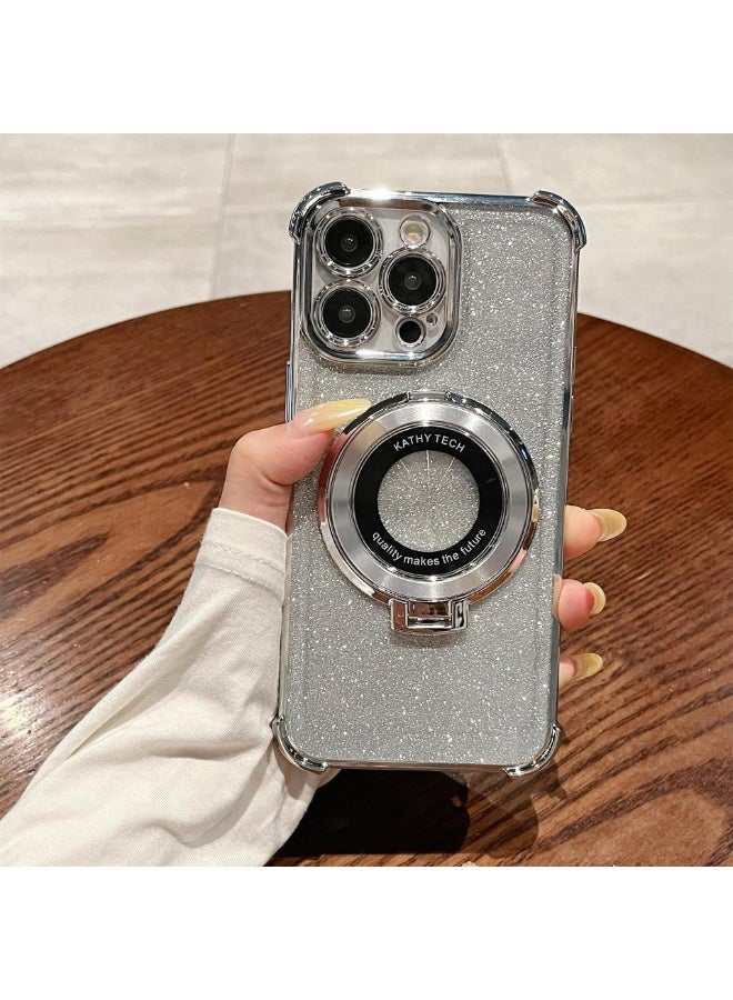 NIBEMINENT Creamy Streak Protective TPU Case Cover For iPhone 15 Pro, Silver - Image 1