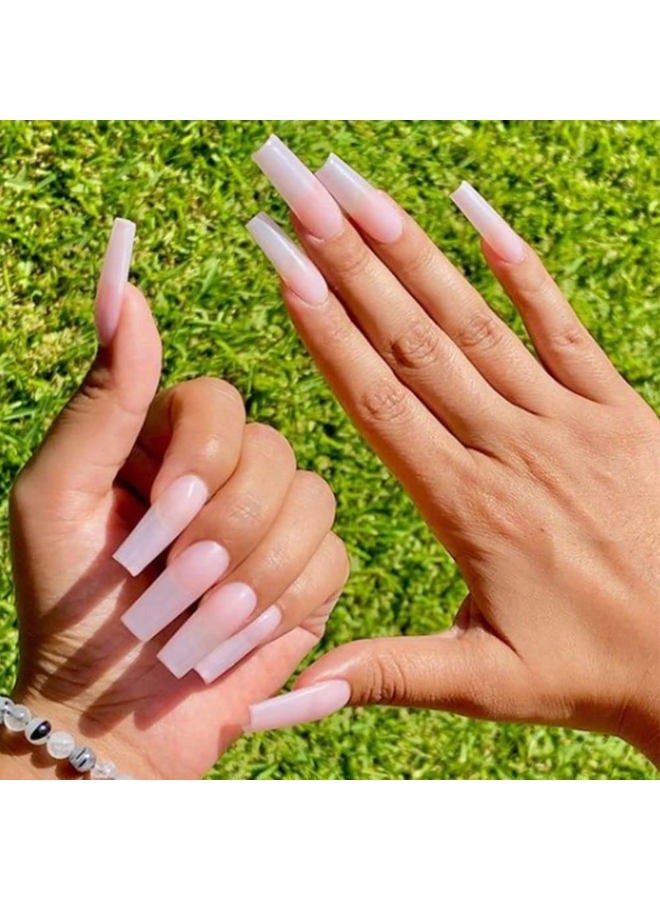YoYoee Press on Nails Square Long False Nails Gradient Fake Nails Acrylics Full Cover Tips for Women and Girls 24PCS - Image 1