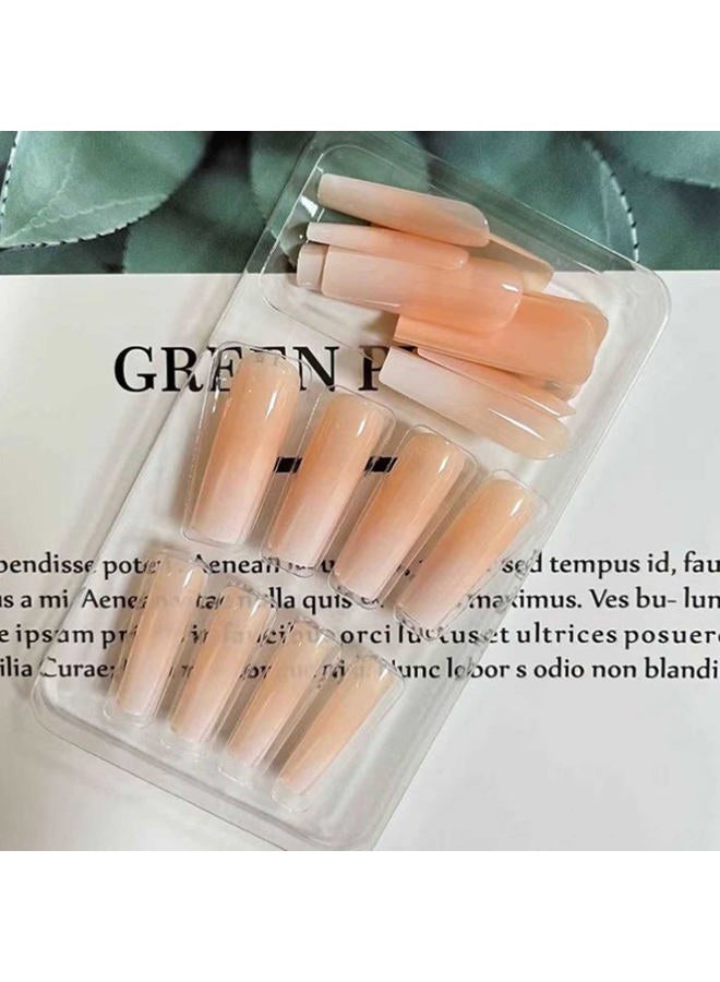 YoYoee Press on Nails Square Long False Nails Gradient Fake Nails Acrylics Full Cover Tips for Women and Girls 24PCS - Image 2