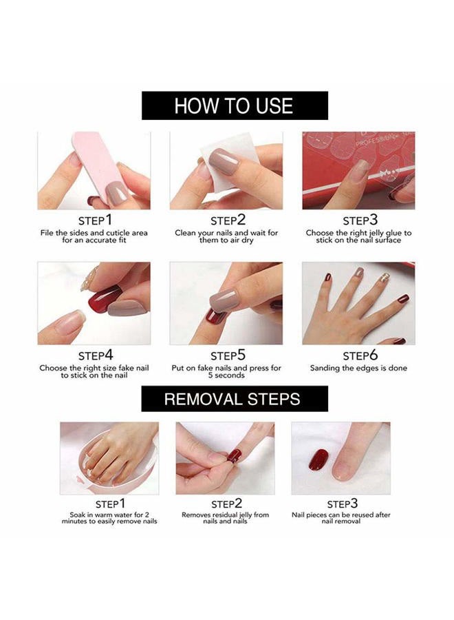 YoYoee Press on Nails Square Long False Nails Gradient Fake Nails Acrylics Full Cover Tips for Women and Girls 24PCS - Image 3