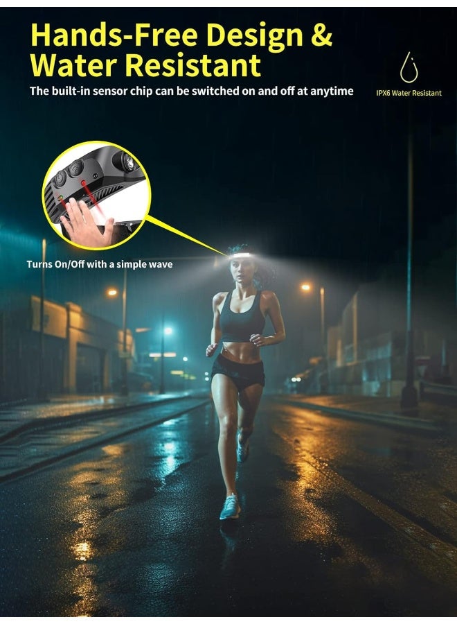 SMILING SHARK مصباح رأس LED سمكة مبتسمة، 230° زاوية واسعة 3*شرائط ضوء متعددة الألوان، أقوى مصباح رأس قابل لإعادة الشحن مع مستشعر حركة، مصباح أمامي مقاوم للماء للتخييم والمشي في الهواء الطلق، مصباح رأس-LED-ضوء قبعة - Image 3