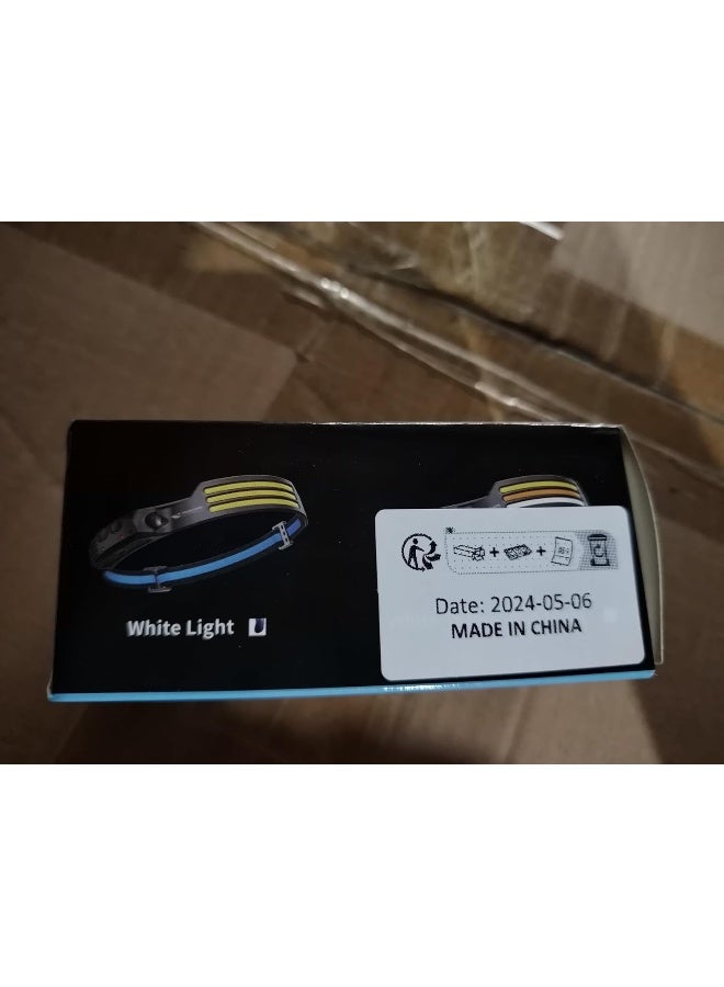 SMILING SHARK مصباح رأس LED سمكة مبتسمة، 230° زاوية واسعة 3*شرائط ضوء متعددة الألوان، أقوى مصباح رأس قابل لإعادة الشحن مع مستشعر حركة، مصباح أمامي مقاوم للماء للتخييم والمشي في الهواء الطلق، مصباح رأس-LED-ضوء قبعة - Image 5