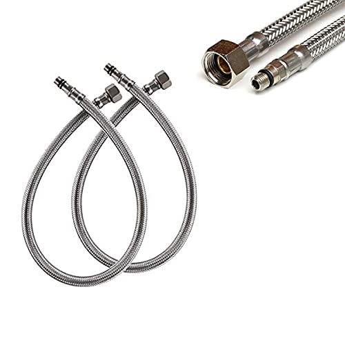 JAGGER JAGGER Heavy Stainless Steel Connection Pipe For Basin Mixer Connection Pipe For Wash Basin Hose Pipe Silver 24 Inch Pack of 2  - Image 1