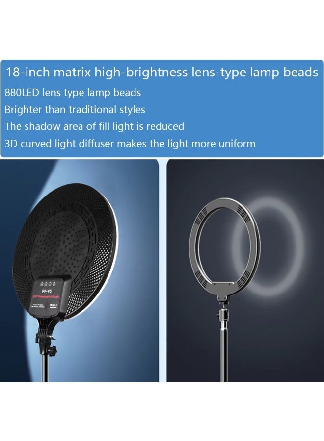 PF-45 Photography Light   18  60W High Brightness Full Screen Circular Fill Light for Streaming & Beauty - Image 2