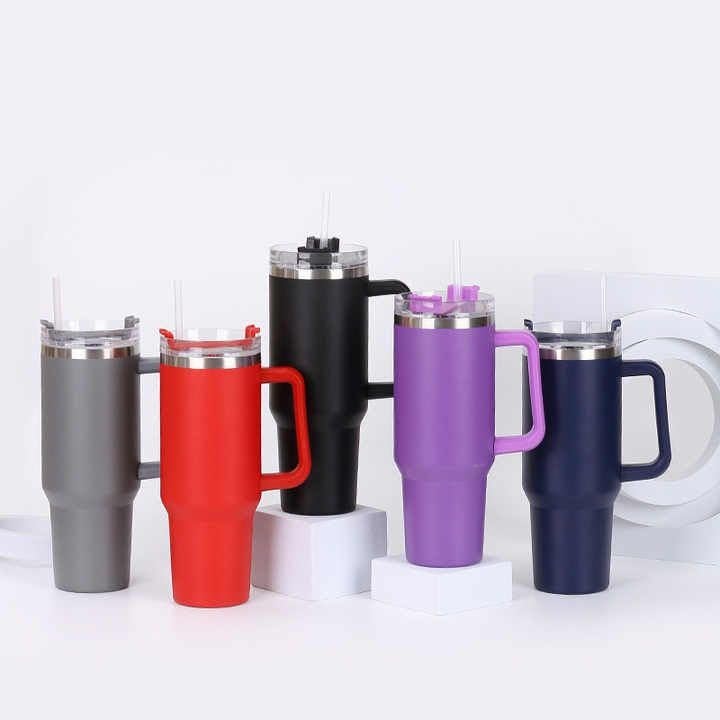 DERIKO DERIKO 40oz Tumbler for Hot and Cold 1200ml Insulated Tumbler with Lid Stainless Steel Tumbler with Straw Travel Tumbler Coffee Mug for Office Home 1200ml 40oz Sugar Plum  - Image 2