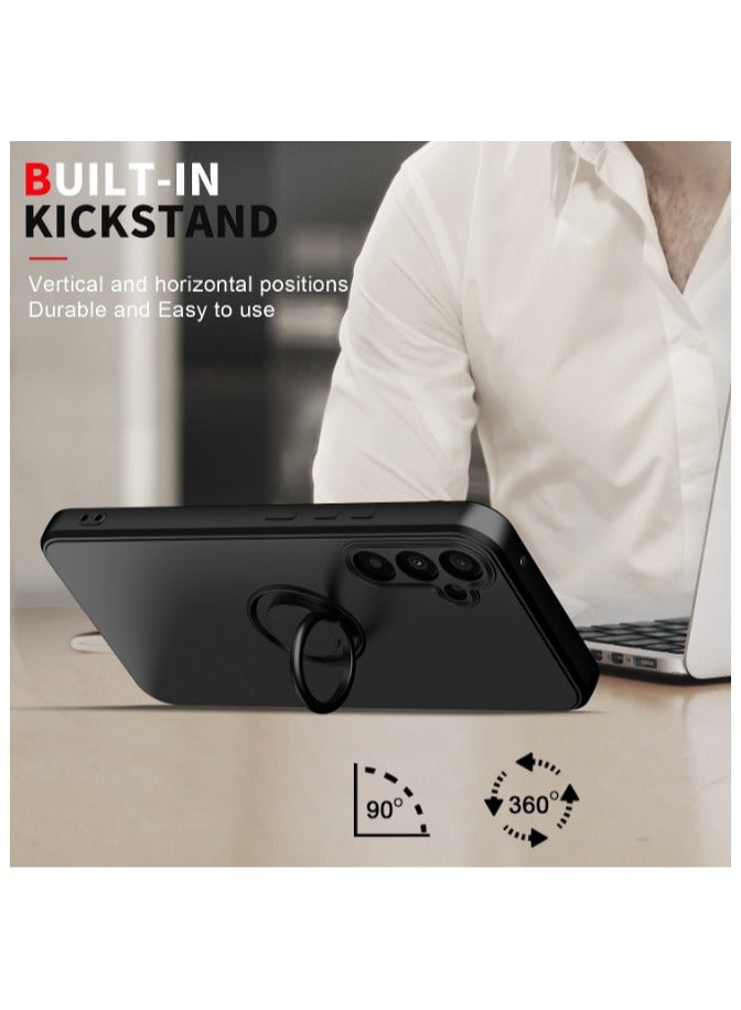 Arabest Black Liquid Silicone Shockproof Case with Circular Ring for Samsung Galaxy A54 5G - Image 4