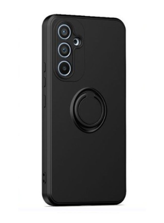 Arabest Black Liquid Silicone Shockproof Case with Circular Ring for Samsung Galaxy A54 5G - Image 1