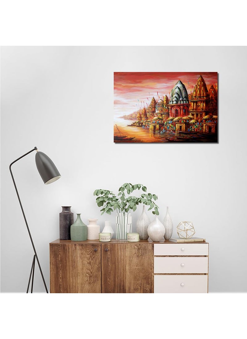 Namaste Home Namaste Home Laminated Paper Poster Banaras Ganga Ghat Traditional Art Abstract Art Laminated Paper Poster Laminated Paper Small Size12X18 Inches MultiColor  - Image 3