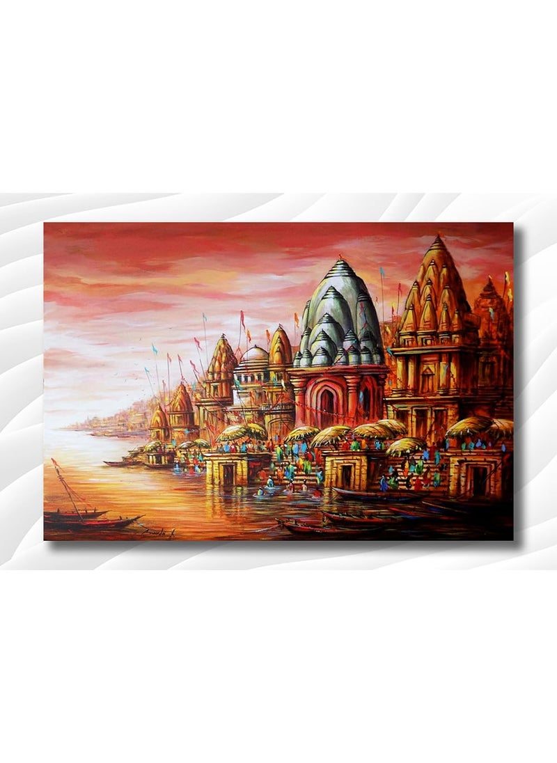Namaste Home Namaste Home Laminated Paper Poster Banaras Ganga Ghat Traditional Art Abstract Art Laminated Paper Poster Laminated Paper Small Size12X18 Inches MultiColor  - Image 2