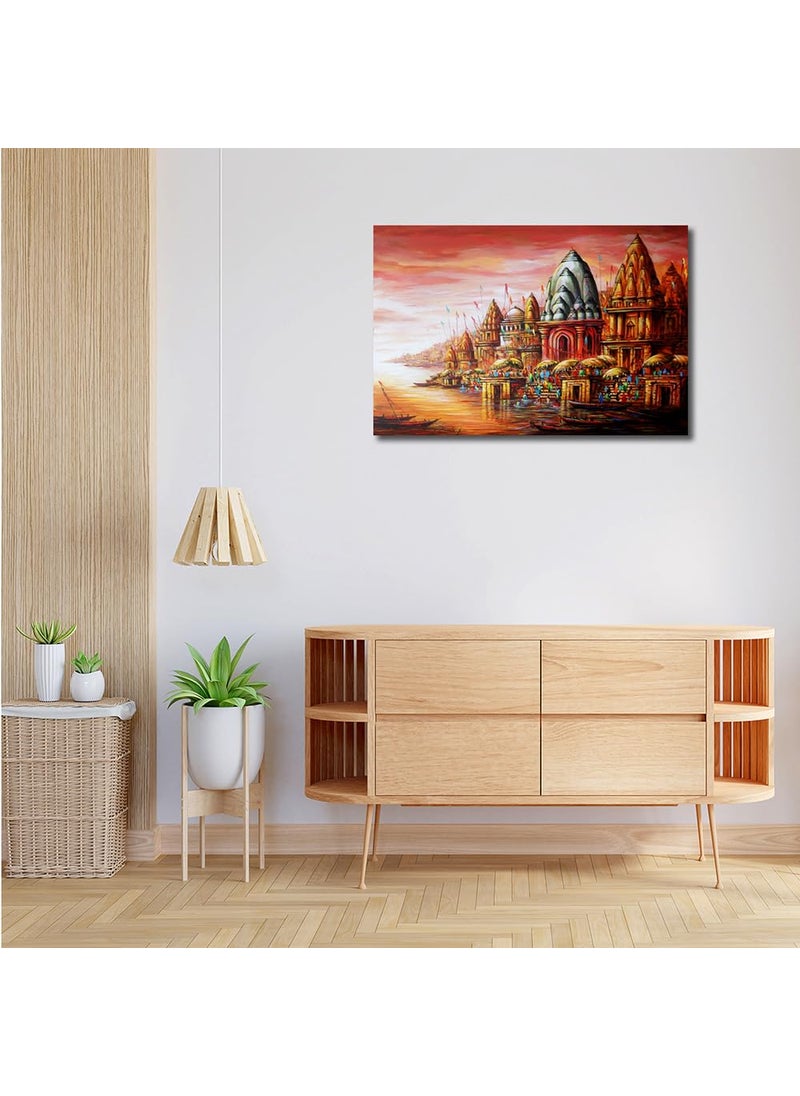 Namaste Home Namaste Home Laminated Paper Poster Banaras Ganga Ghat Traditional Art Abstract Art Laminated Paper Poster Laminated Paper Small Size12X18 Inches MultiColor  - Image 4