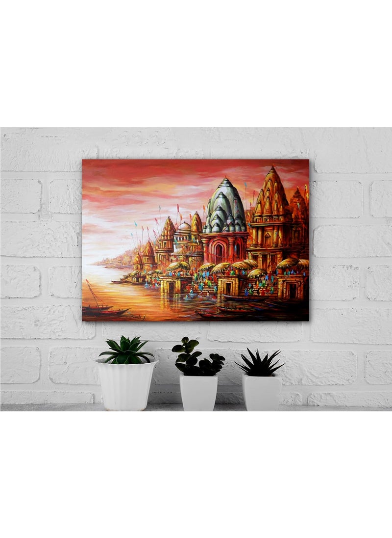 Namaste Home Namaste Home Laminated Paper Poster Banaras Ganga Ghat Traditional Art Abstract Art Laminated Paper Poster Laminated Paper Small Size12X18 Inches MultiColor  - Image 1