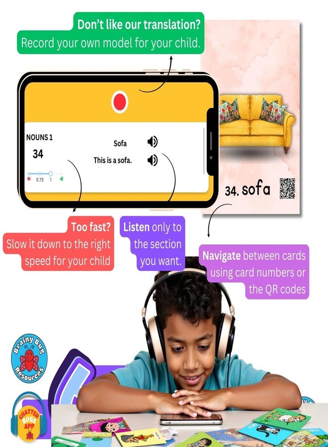 Brainy Bug Resources بطاقات تعليمية من Brainy Bug Resources مع ميزة الصوت عبر التطبيق | 60 غرضًا يوميًا - المستوى 1 | أسماء | صوت باللغات الهندية والإنجليزية والبنجابية والتاميلية والكانادية والتيلوجوية | الإنجليزية المنطوقة | للأطفال ذوي الاحتياجات الخاصة - Image 5