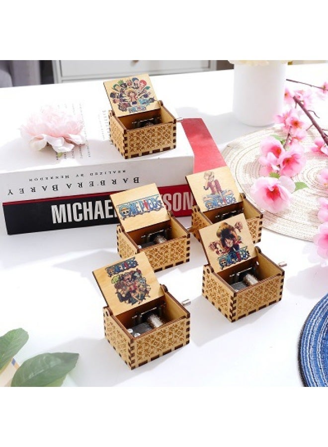 Wooden Hand Music Box Animation One Piece Music Box Cartoon Plywood UV Printing Carving Wooden-Color:One Piece 05 - Image 2